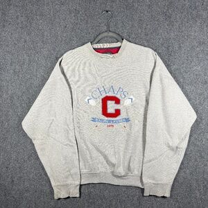 Vintage Y2K Chaps Ralph Lauren Spellout Sweatshirt Gray Distressed Mens Medium